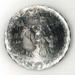 Vtg Wendell August Forge 8" Pewter 1998 Annual Hanging Plate Christmas Limited